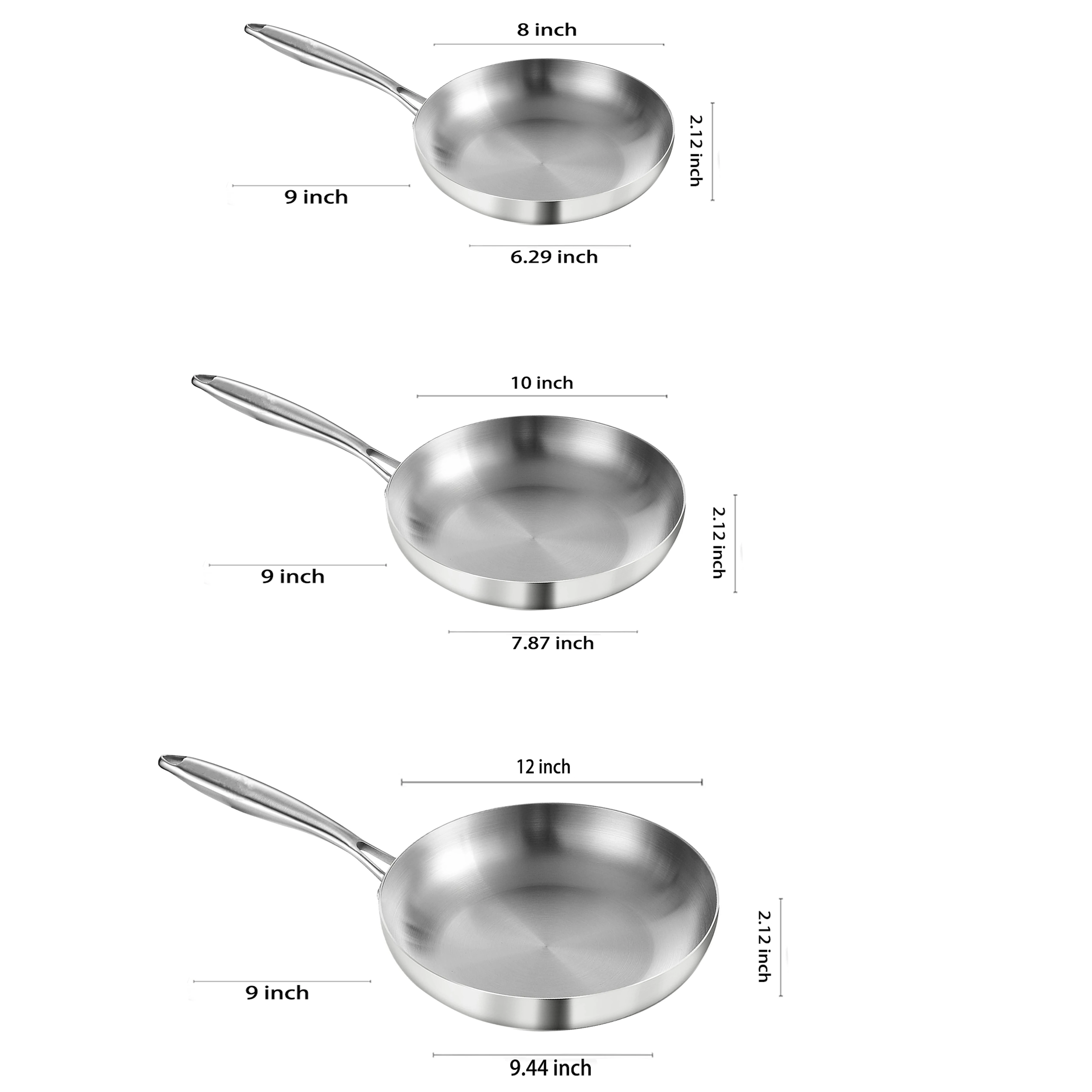 Triply Stainless Steel Frying Pan Food Grade Gas Stove And Induction