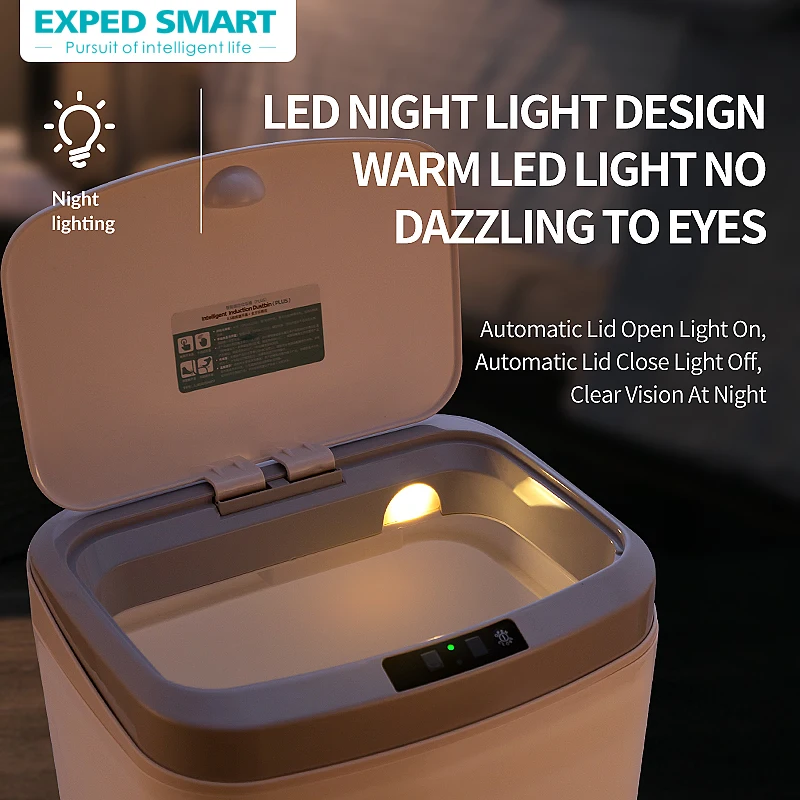 16L Intelligent Induction Automatic Sensing Trash Can Smart Dustbin Trash Bin Living Room Rubbish Office Smart Electric with Lid