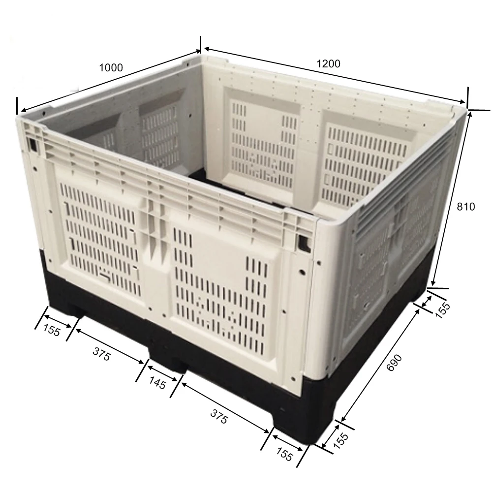 Heavy Duty Warehouse Storage Large Mesh/Vented Agricultural Harvest Stackable /Foldable/Collapsible Plastic Pallet crate box