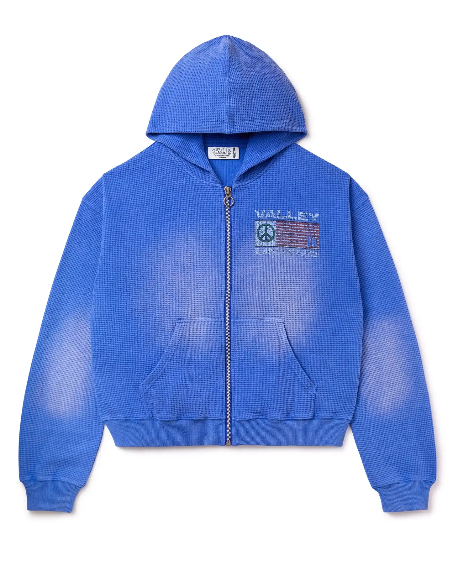 Salati Custom Man High Quality Hoddies Baggy Waffle Knitted Cotton Zipper Sun Faded Distressed Acid Wash Sweatshirt Men's Hoodie gallery 8