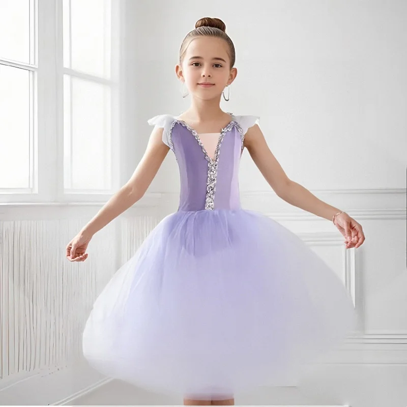 Romantic White Ballet Tutu Dress With Wings for Girls - Elegant Dance  Costume for Performances and Stage Wear