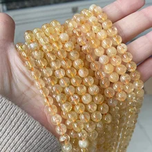 6mm Yellow Citrine Stone Beads Healing Crystal Stone Beads Natural High Quality Attract Wealth Bracelet Jewelry
