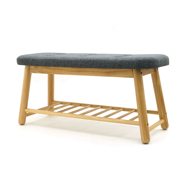 Wholesale Stool Ottoman Upholstered Bedroom Seating Wooden Long Bench Shoes Changing Stool