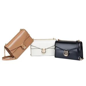 High Quality Women's Genuine Leather Crossbody Bag Small Square with Chain Fashion Style Wholesale Customizable