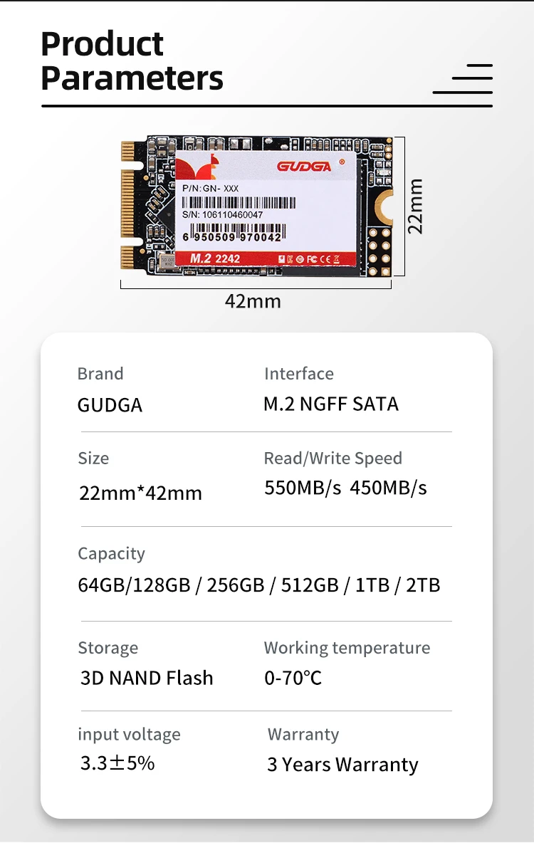 gudga m.2 ssd 2242 quality warranty