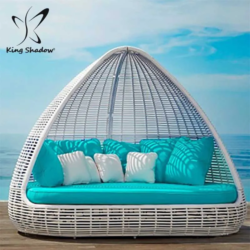 Outdoor Wicker Furniture Outdoor Sunbed with Outdoor Daybed Canopy Sun Lounger Plastic Garden Sofas Modern Hammocks 1pcs
