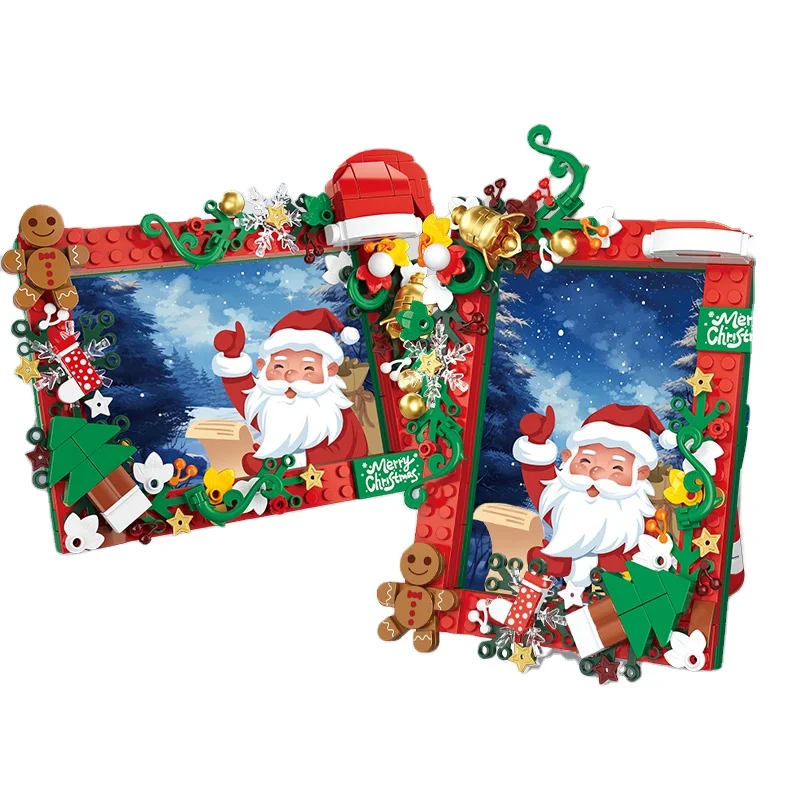 CAYI Christmas Photo Frames Building Block Set Santa Claus Plastic Block Picture Photo Albums 3D Models Assembly Toys Decoration