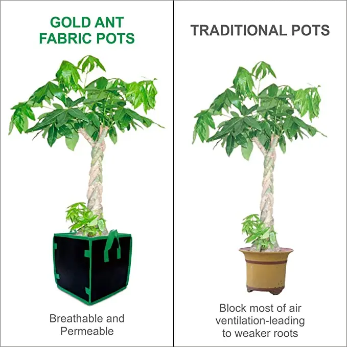 I vasi del quadrato del tessuto del giardino fioriscono per coltivare la borsa non tessuta coltivano le borse con le maniglie 1