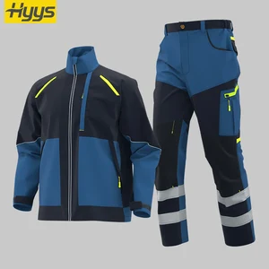 Autumn Spring Winter Tear-Resistant Work Clothes Sets Outdoor Safety Rip-Stop Workwear Suits with Reflective Strips