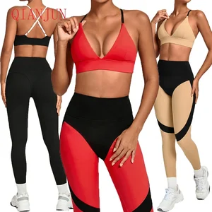 Contrast Color Fitness Women Quick Dry Sportswear Gym Active Wear Women Gym Bra Leggings Fitness Sportswear