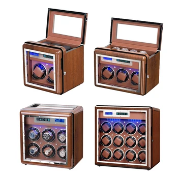 LCD LED Lockable Super Quiet Motor Luxury High-end Walnut 2 Slots Automatic Watch Winders for Rolex