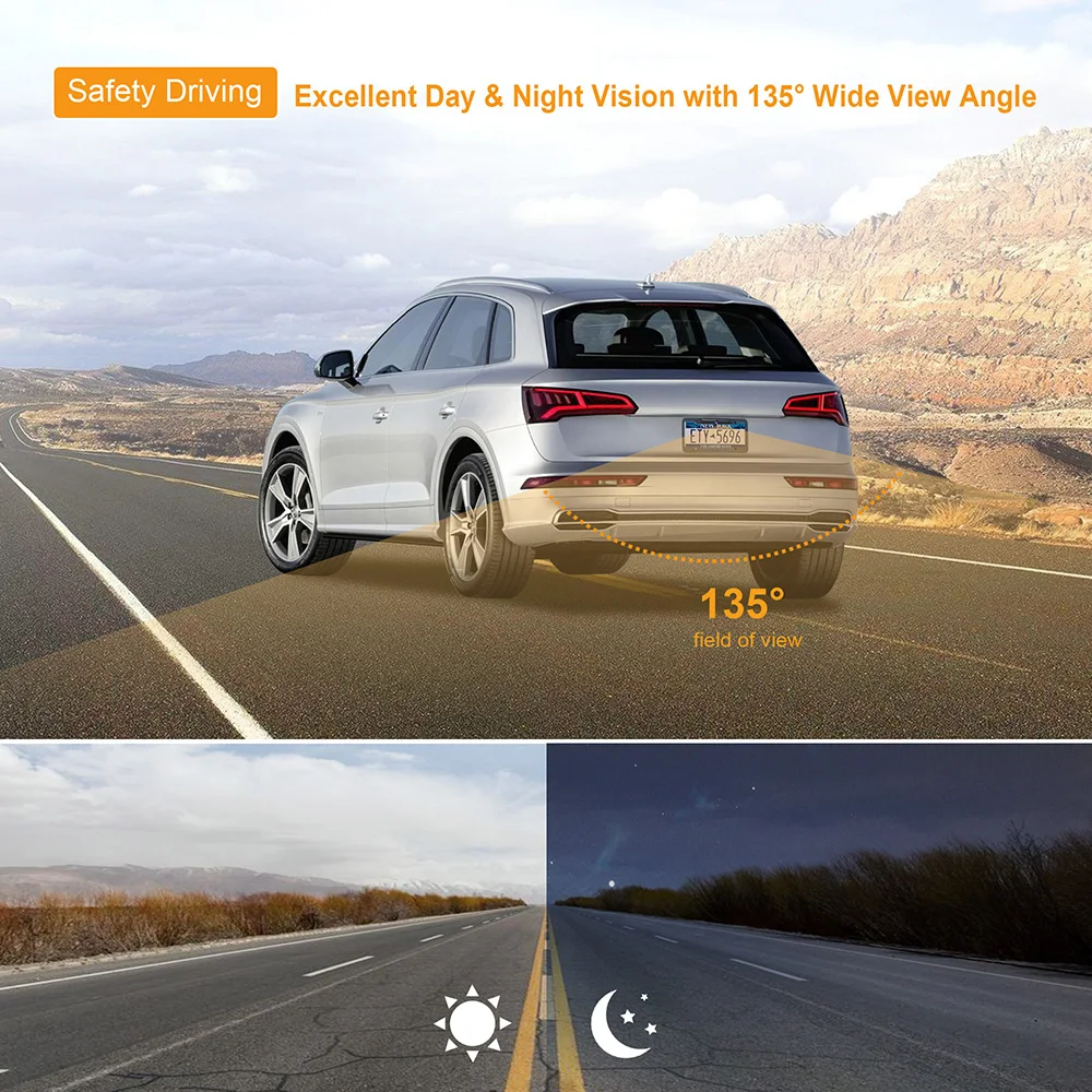 Wireless Solar Power Rear View Camera Good Clarity Built in Battery Car Parking Backup Camera Reversing System
