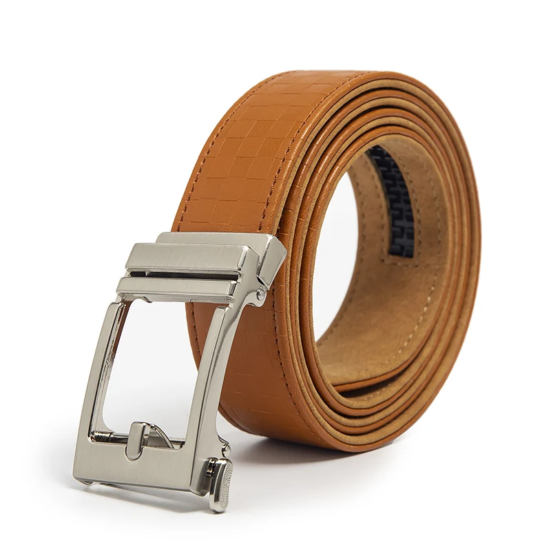 Men's Business Formal Genuine Leather Belt with Ratchet Slide Belt Buckle High Quality Formal Ratchet Belt