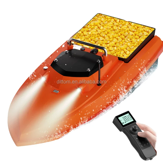 500M 2KG Anti-Collision Carbon Fiber Bait Boat with Night Lights Cruise Control Fish Finder for Night Fishing