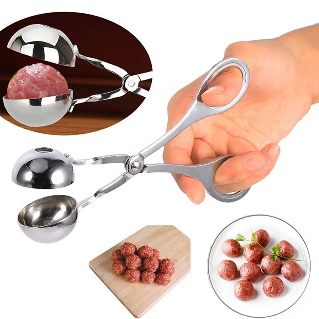 1pc Meat Ballers, Stainless Steel Non-stick Meatball Maker, Tongs, Cake Pop  Meatball Maker Ice Tongs, Cookie Dough Scoop For Kitchen for restaurants