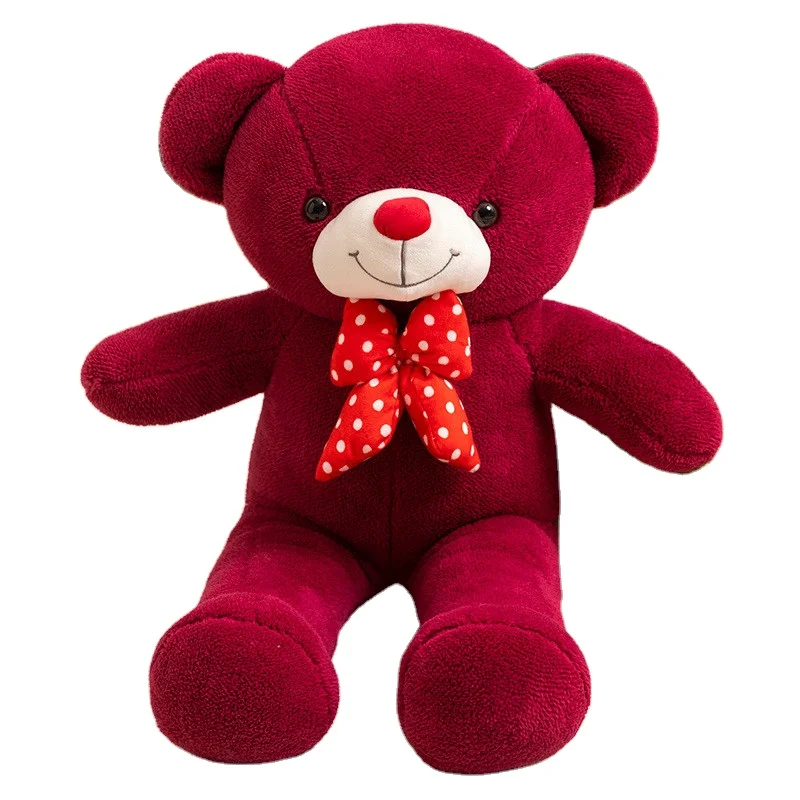 Big Teddy Bear Plush Toy Plush Hairy Teddy Bear Bow Tie Red Teddy