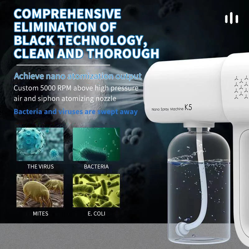 Handheld Wireless Rechargeable Atomizer Large Capacity Electric Adjustable Nozzle Air Freshener Sprayer Fogger Machine for Home