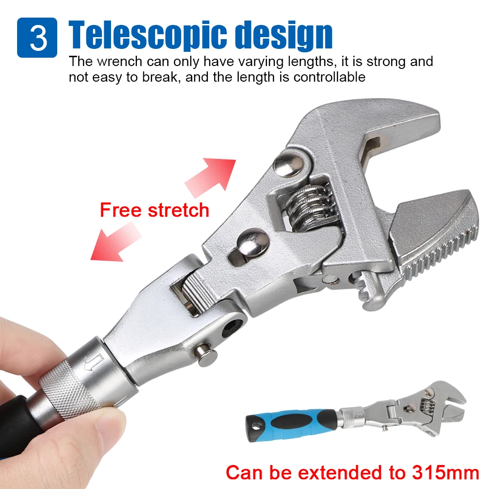 Flexible 10 Inches Chrome Vanadium Steel Metric Ratchet Wrench Handtools