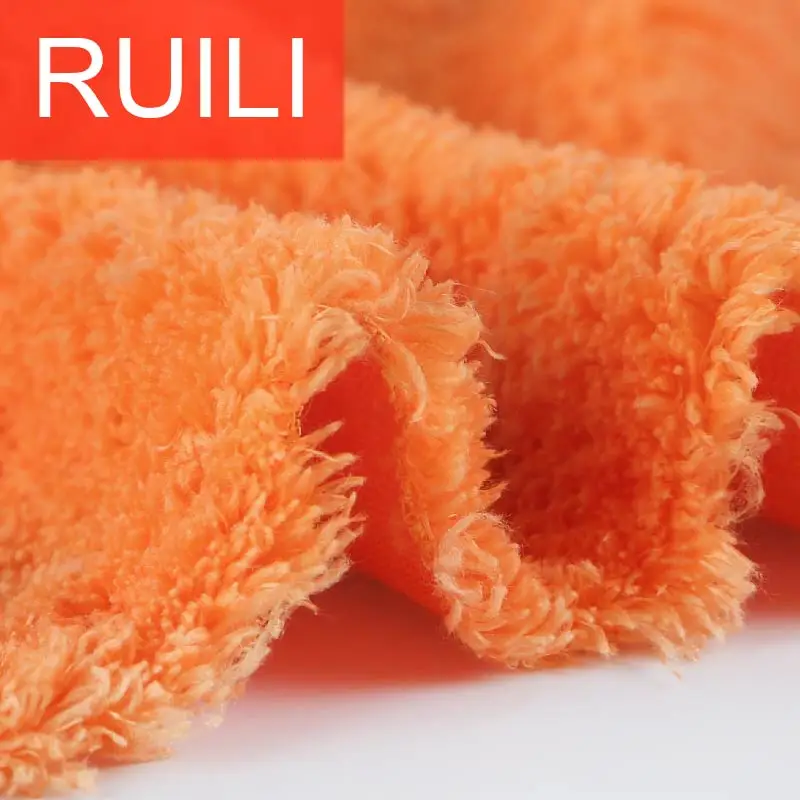 Orange Sherpa Fleece Fabric with Double Sides for Garment Lining