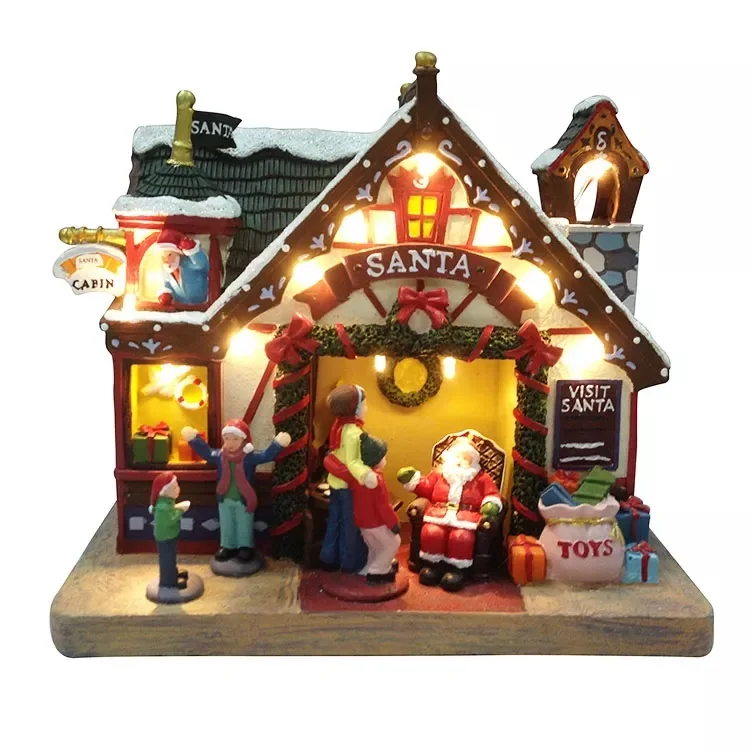 Polyresin Creative Led Musical Santa Toyshop Village House Model ...