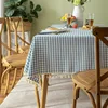 Cotton linen lake blue mini plaid tassel