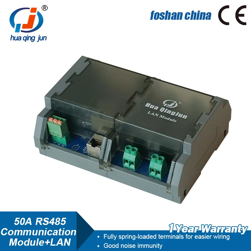 Huaqingjun 4-Channel RS485 Ethernet Relay Module 50A 12V 24VDC HF165F-50A Hongfa Single Open Relays Modbus RTU TCP for PLC