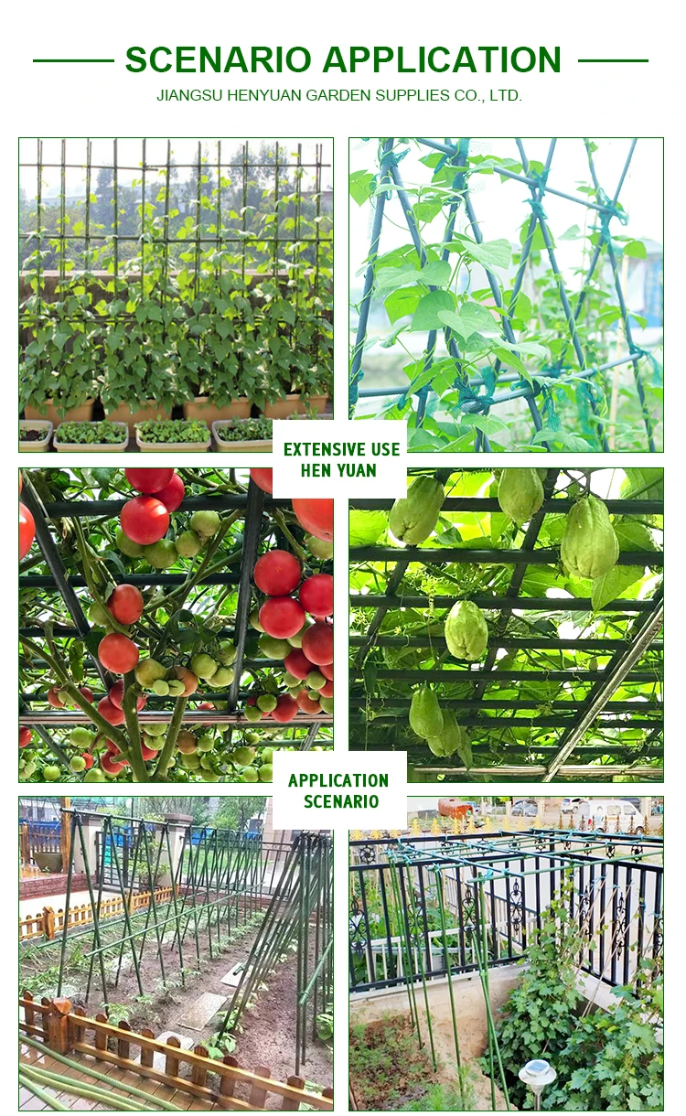 Durable Garden Steel Core Plastic Coated Metal Tomato Stakes Support Sturdy Green Plant Sticks
