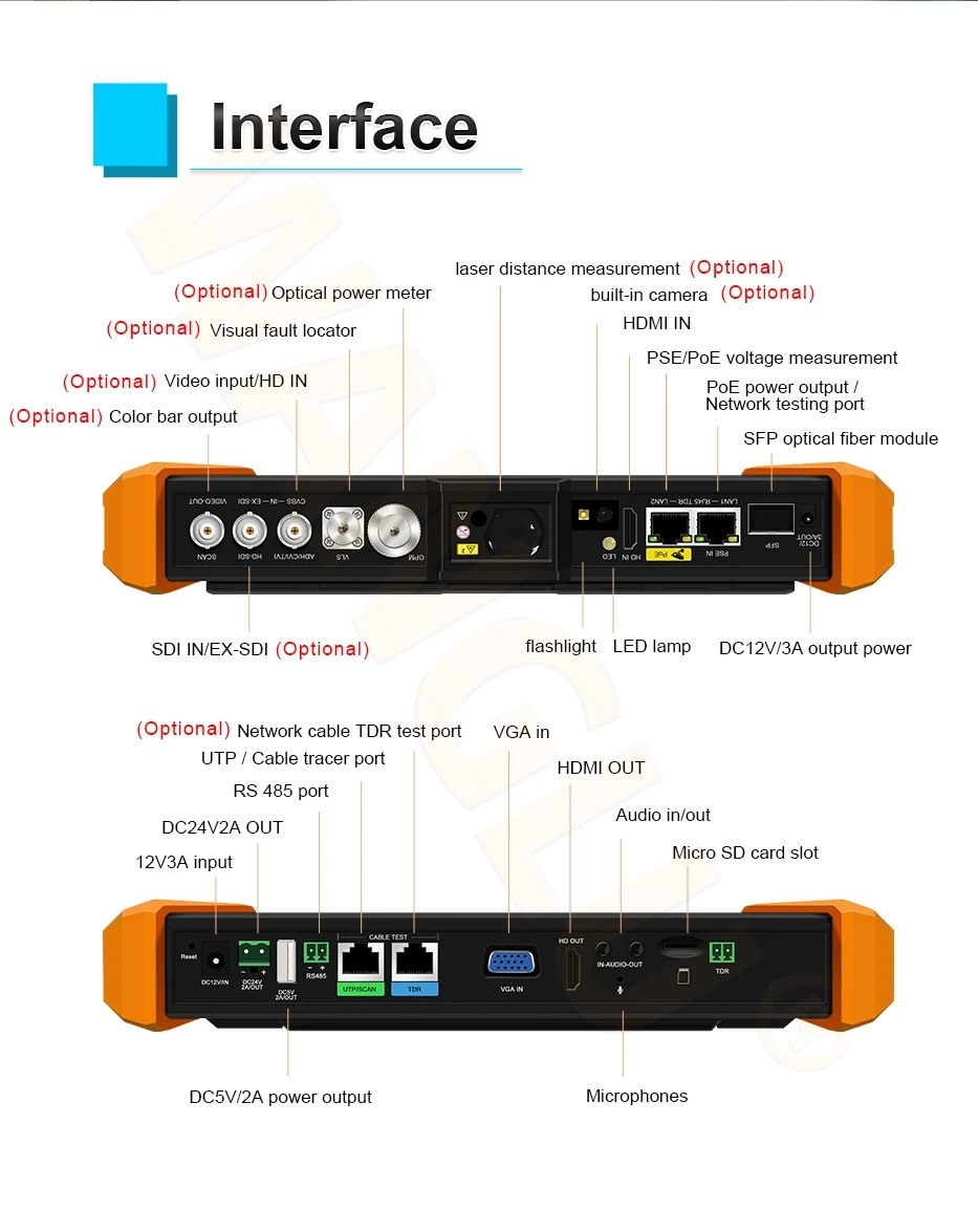 New Android system 8K H.265 IP AHD TVI CVI SDI IP CVBS All in one WIFI camera cable POE tester