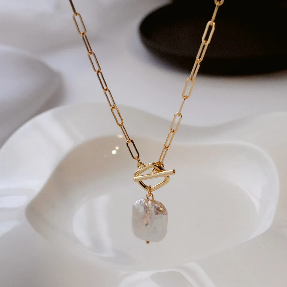 Collier Balancelle Perle d'Eau Douce & Plaqué Or - Skalli
