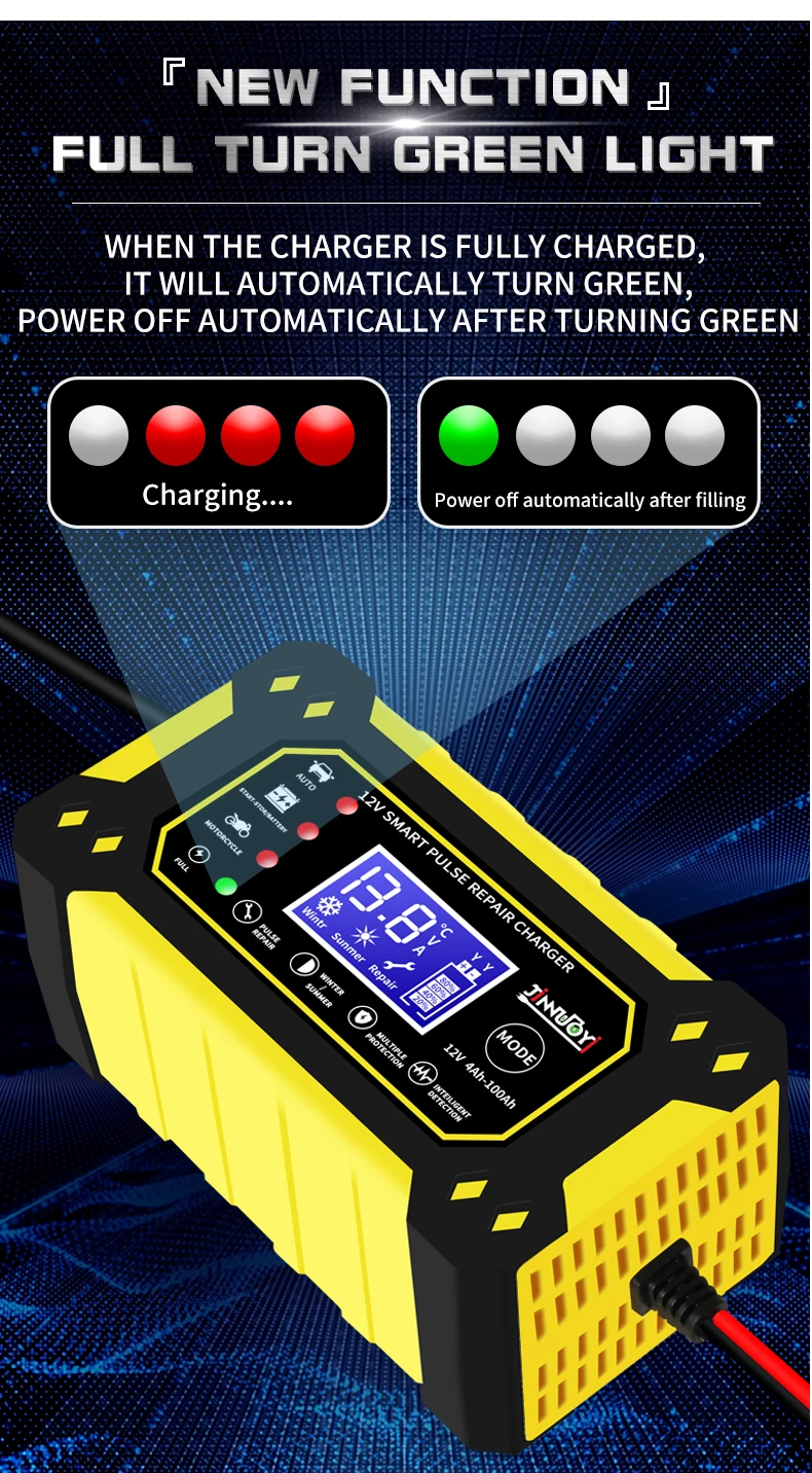 Jinnuoyi 12v6a Quick Temperature Compensation Battery Charging Fast Smart Fully Automatic 4362