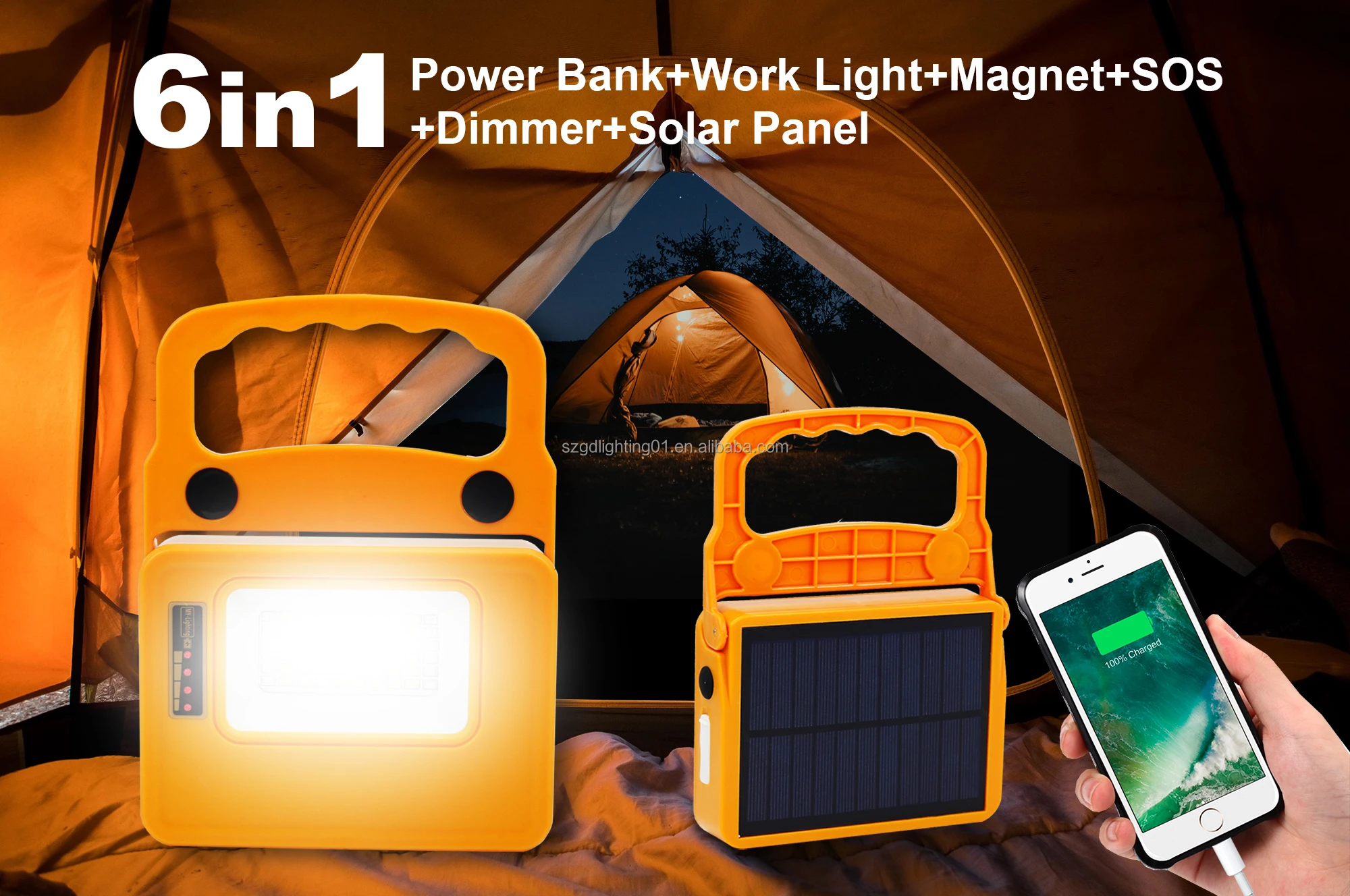 Solar Usb Rechargeable Led Camping Work Light Portable Mini Pocket Lamp
