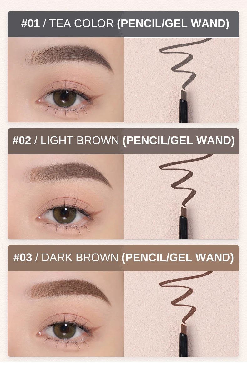 Double Sided Brow Gel Pencil Waterproof Long Lasting Pen Pencil With