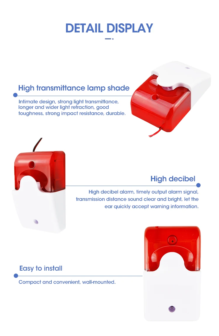 Alarm Small Siren Red Flashing Light Outdoor Strobe Light