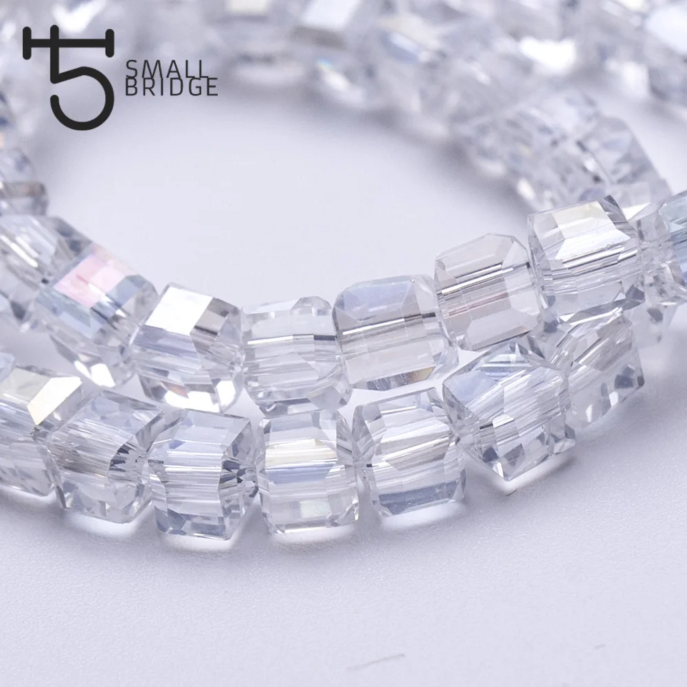 4mm 6mm Square Shape Crystal Glass Beads Multicolor Cube Beads  for Jewelry Making factory