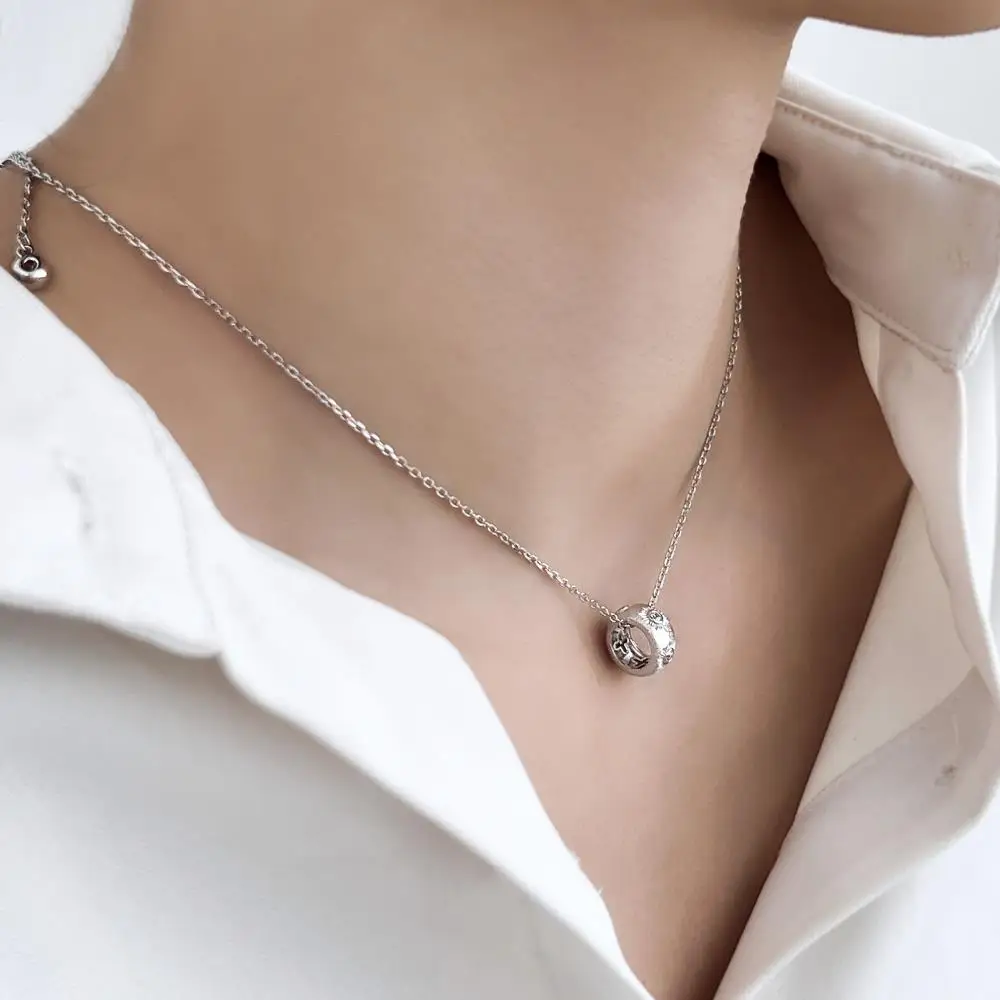 KAKODIY gold-plated luxury fashion 925 sterling silver jewelry pendant women's round tire shape necklace detail 7