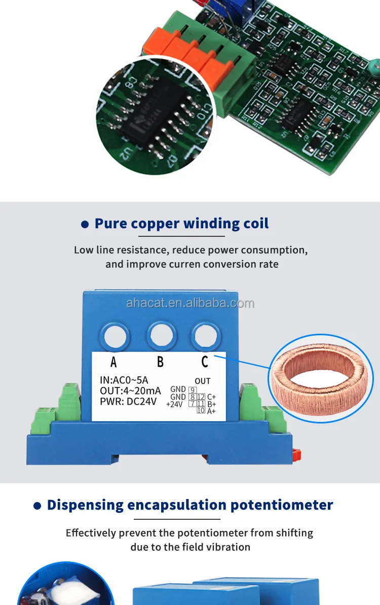 3 Phase Current Transducer - 4-20ma Hall Effect Sensor