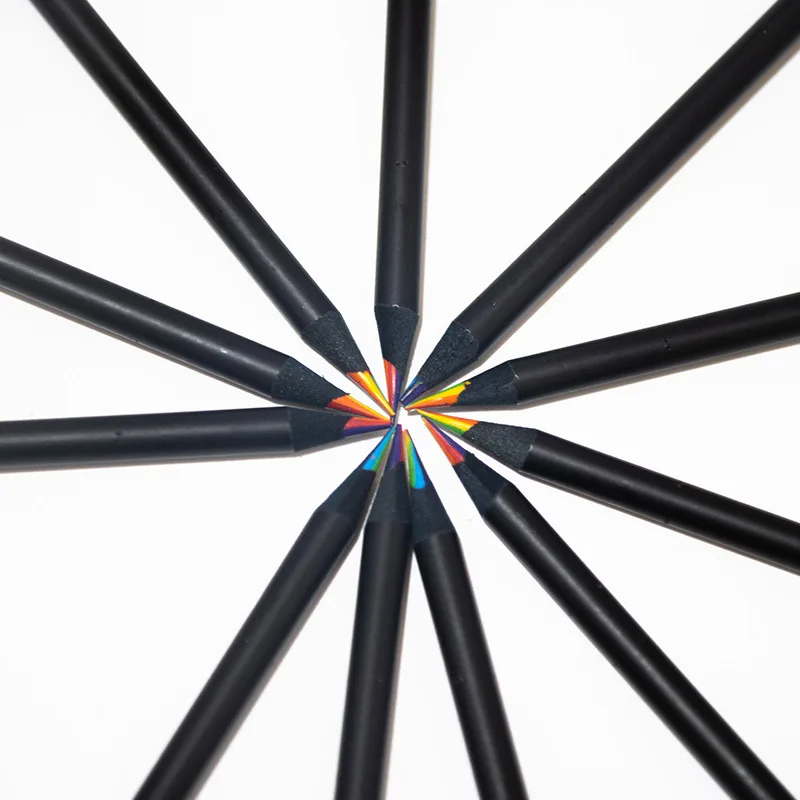 7 видов цветов из черного дерева Многофункциональный карандаш оптовая продажа рисование мультяшных комиксов радуга деревянный для детей