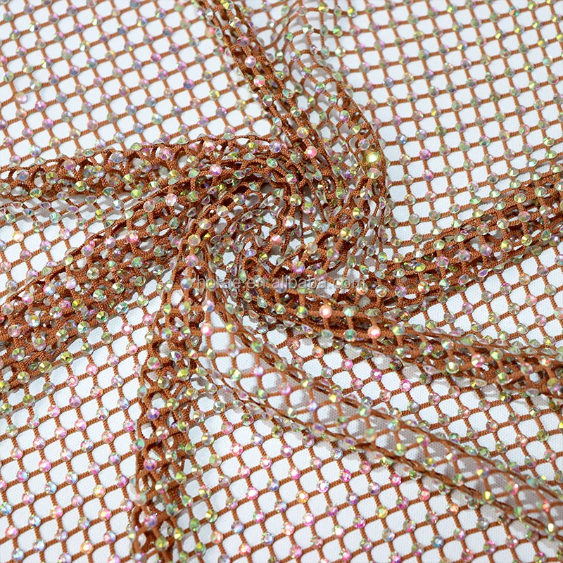 S556 Stretch Rhinestone Mesh With Crystal Mesh Elastic Rhinestone Rhinestone Net Lace Fabric for Dress