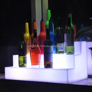16-Color Change LED Bar Shelf Modern Plastic Display Shelf with Glowing Bottle for Hotels Nightclubs or Bars