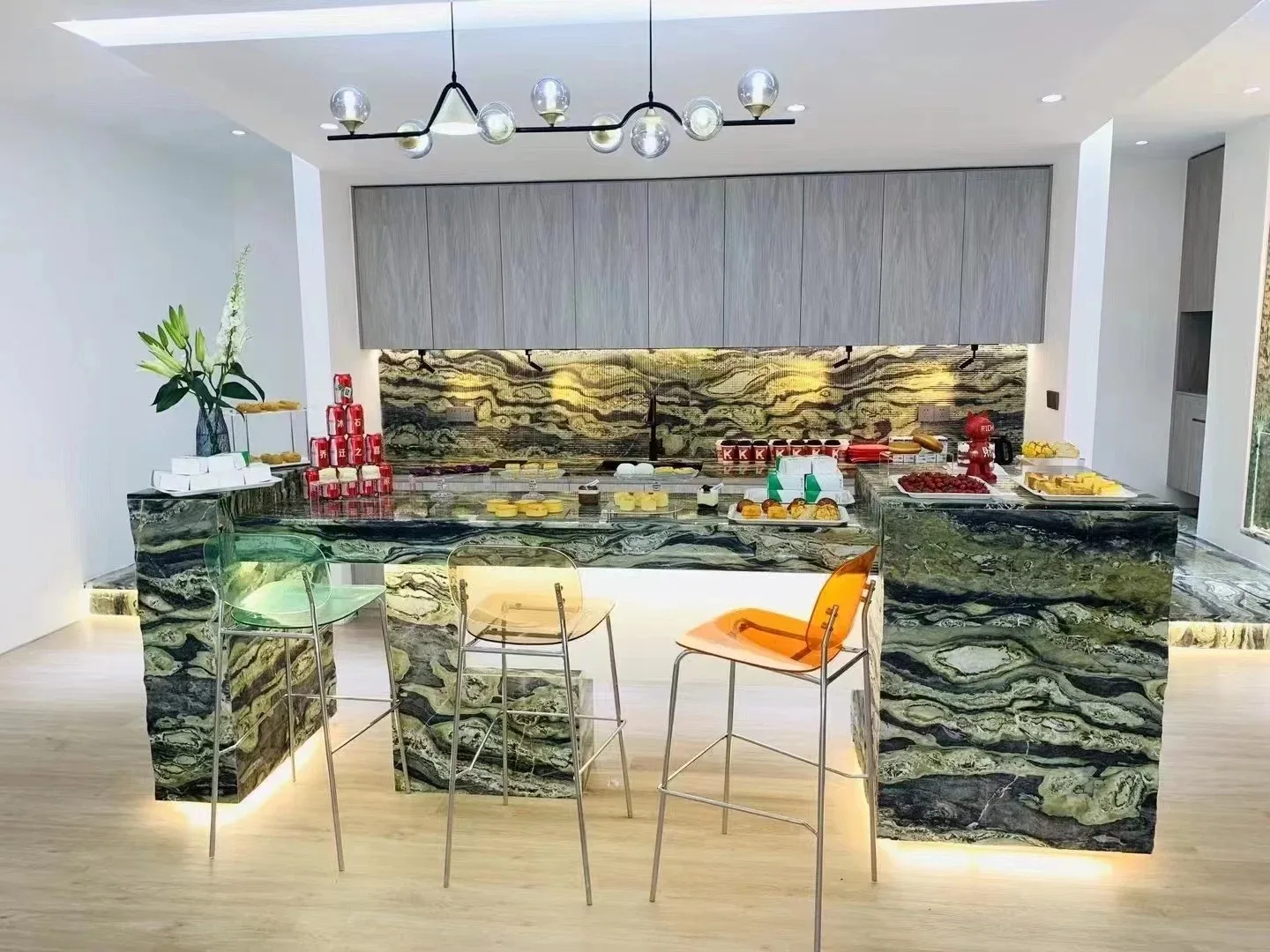 product customizable high quality luxury black and green marble slab for kitchen bathroom vanity table sink wall floor in home decor-4