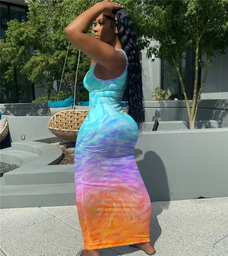 MOEN vestido de dama Colorful Bodycon Trendy Women Clothing Casual Dresses 2021 Long Maxi Dress