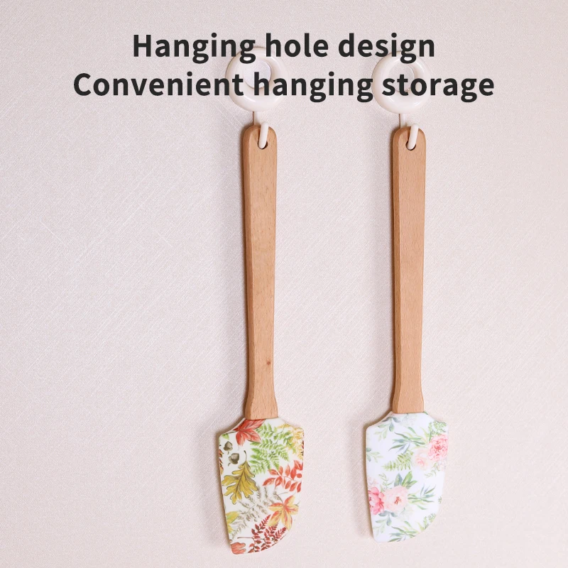 Newest Flowers Pattern Large Pointed Head Kitchen 43g  Baking Silicone Spatula  Food Grade Cake Cream Scraper