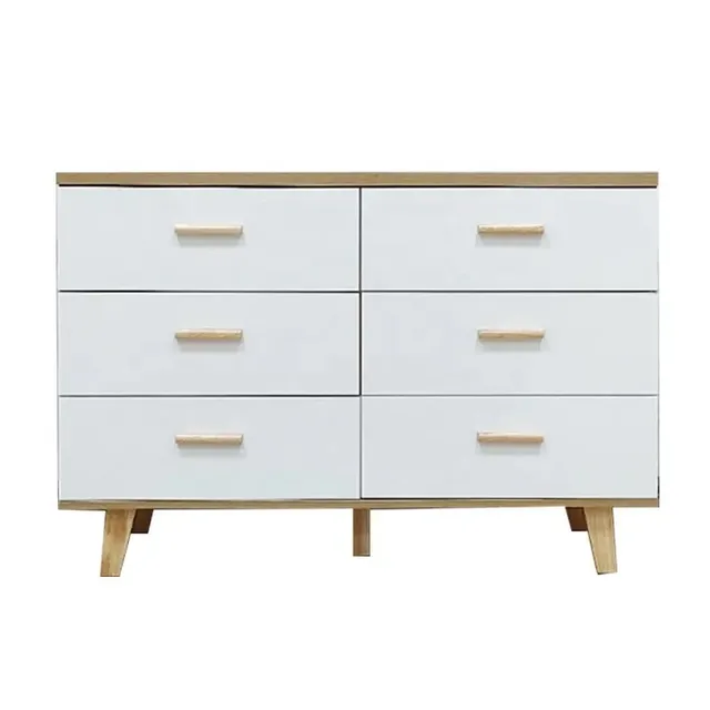 Cheap white wooden cabinet 6 drawers chest of drawer wooden storage cabinet furniture