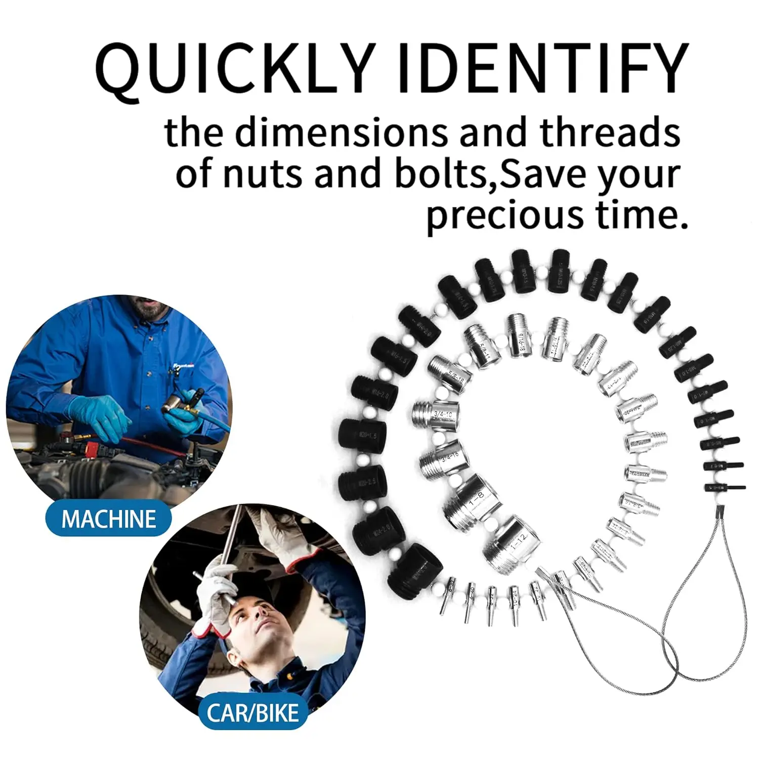 44pcs Nut and Bolt Thread Checker Red Blue Nut and Bolt Size Gau 並行輸入品 44pcs Alloy Nut And Bolt Thread Inspector Giwaelro Nut And Bolt