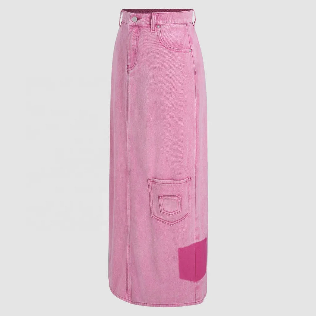 Ws097 Y2k Denim Maxi Skirt Custom Solid Jean Skirt Women Long Skirts