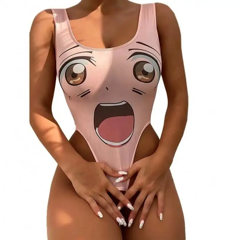 Factory Direct Deep V Girls Pretty Lingerie Bodysuits Valentins Sexy Lingerie Japanese Cartoon Print Sexy Lingeries for Ladies%