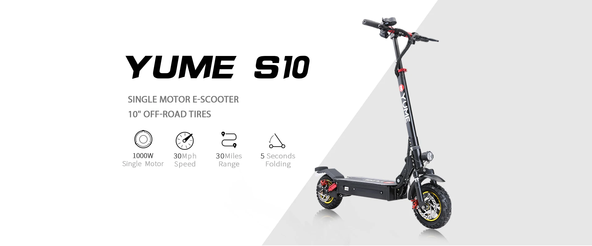 Yume Yms10 Powerful 1000w Single Motor 10inch Fat Tire Foldable Electric  Scooter 2 Wheel Scooter Electric Adult - Buy High Quality Off Road Electric  Scooter With High Speed,Cheap Electric Scooter For Adults,Best