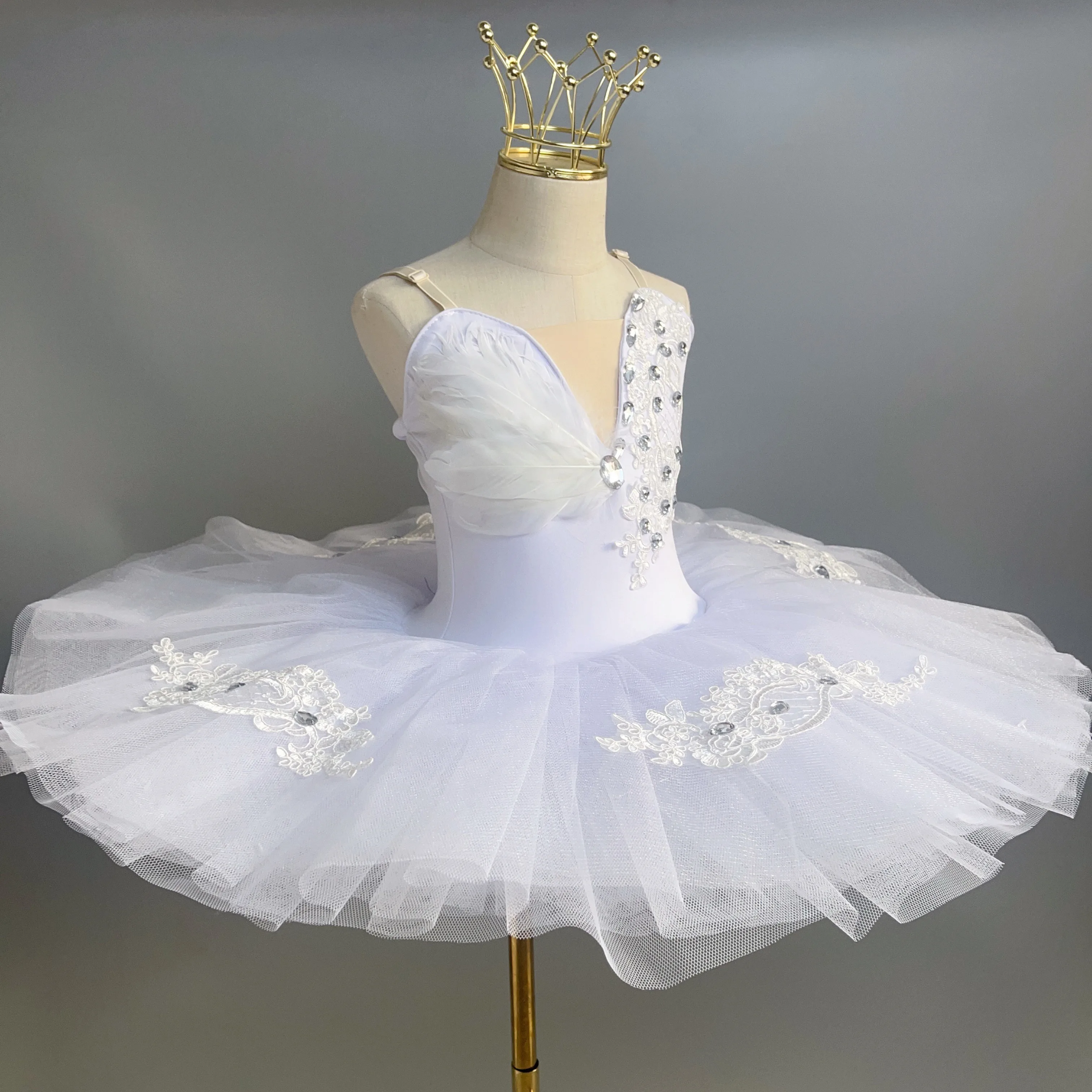 New Girl's Pure White Ballet Dress Professional Swan Lake Tutu Dress ...