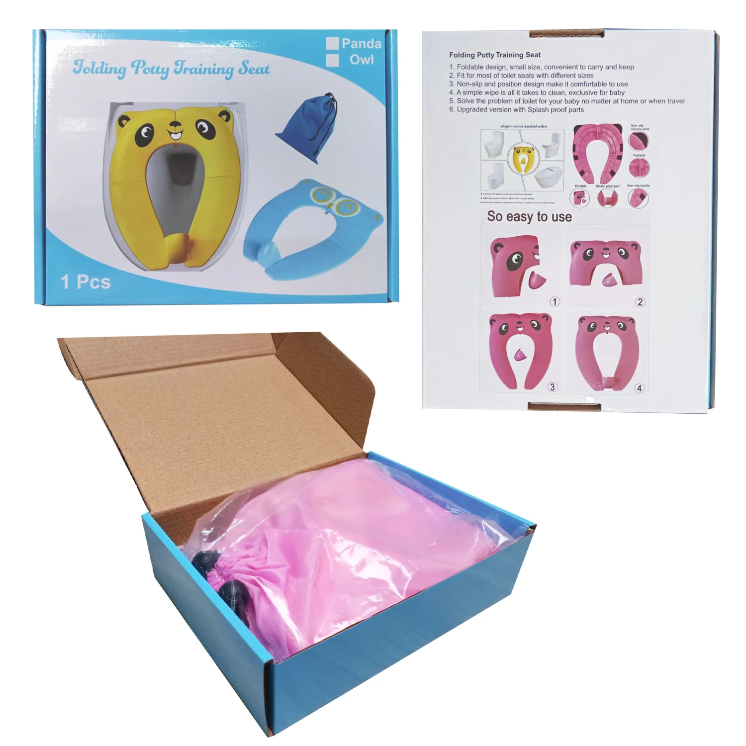 Portable Folding Travel Potty Seat With Carry Bag Baby Toilet Potty