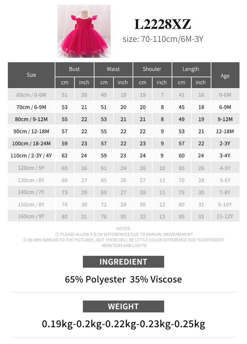 MQATZ Kids Wedding Baby Girl Dress Formal Eco-friendly